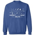 thumbnail image 2 of OXI Crewneck Sweatshirt - Science Doesn’t Care, Basic Casual Sweatshirts for Men's and Women Fleece Sweatshirt Long Sleeve - Indigo Blue Small, 2 of 2
