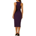 thumbnail image 3 of INSPIRE CHIC Women's Cut Out Dress Ribbed Knit Round Neck Side Slit Tank Sleeveless Maxi Dresses L Dark Purple, 3 of 6