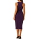 thumbnail image 3 of Vestido de corte para mujer INSPIRE CHIC, vestido maxi sin mangas de punto acanalado con cuello redondo y abertura lateral, color púrpura oscuro, 3 of 6