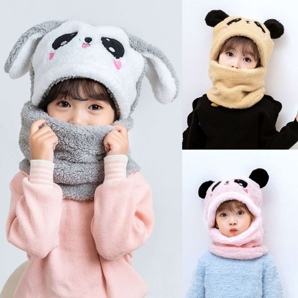 Cute Panda Hat Neck Cover Thick Velvet Beanie Knitted Wool Caps Girl Face  Protection Ear Scarf Hooded Baby Beanie - China Wholesale Baby Beanie $0.8  from Free Market Co., Ltd.