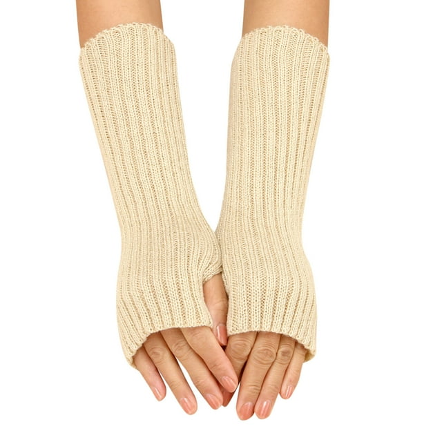 PMVFHDE Womens Gloves Autumn Winter Solid Color Multicolor Wool Long Knit Half Finger