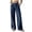Navy, variant on Women’s Linen-Look Straight Leg Pants, Loose Fit Casual Trousers with Pockets, Solid Color Daily Wear Coffee1 L