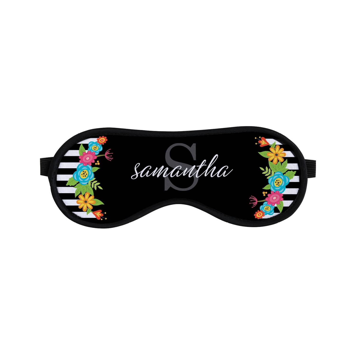 Floral Stripes Personalized Sleep Mask