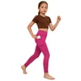 thumbnail image 4 of Cethrio Girls Leggings Size 7-8, Casual High-waisted Stretchy Athletic Yoga Pants with Pockets Hot Pink Size 8, 4 of 7