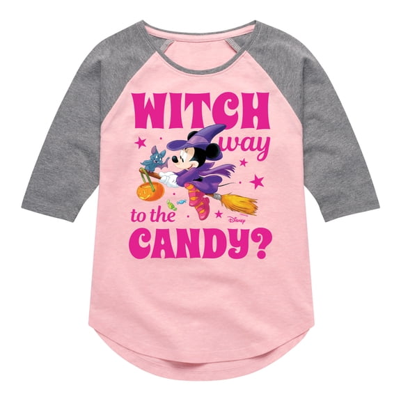 Mickey & Friends - Witch Way To The Candy - Toddler And Youth Girls Raglan Graphic T-Shirt