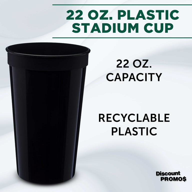  CSBD Stadium 22 oz. Plastic Cups, 10 Pack, Blank Reusable Drink  Tumblers for Parties, Events, Marketing, Weddings, DIY Projects or BBQ  Picnics, No BPA (Black) : Health & Household