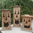 thumbnail image 4 of Rustic Wooden Pumpkin Lantern Halloween Indoor Outdoor Decor, Handcrafted Jack-O'-Lantern Candle Holder 12", 4 of 4