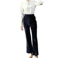 thumbnail image 1 of Yuyuzo High Waisted Velvet Bell Bottom Pants for Women Wide Leg Full Length Lounge Pants Solid Color, 1 of 6