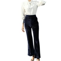 Kaemgyyd Women's Velvet Flare Pants Casual Work Office Elastic Waist Bell Bottom Trousers Stretchy Trendy Yoga Bootcut Outfit
