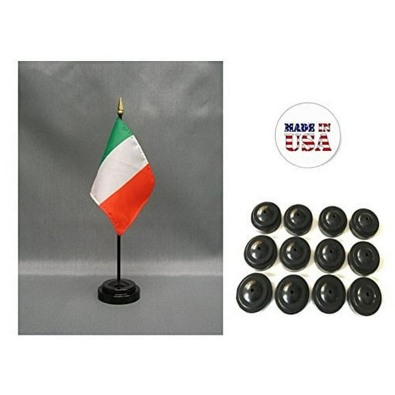 Box of 12 Ireland 4"x6" Miniature Desk & Table Flags Includes 12 Flag Stands & 12 Irish Small Mini Stick Flags