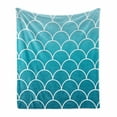 thumbnail image 1 of Aqua Ombre Soft Flannel Fleece Throw Blanket, Fish Scale Design Squama with Blue Color Palette Mermaid Tail, Cozy Plush for Indoor and Outdoor Use, 60" x 80", Sea Blue Aqua and White, by Ambesonne, 1 of 5