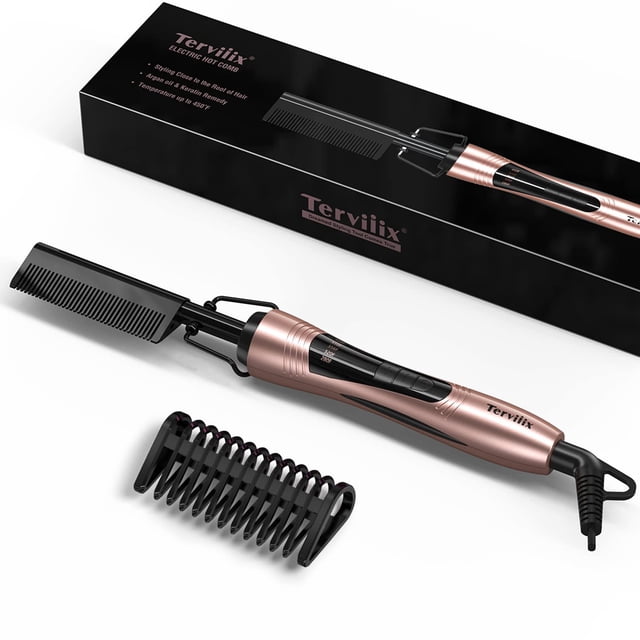 Peineta eléctrica Terviiix para pelucas con encaje en la parte delantera, cabello negro