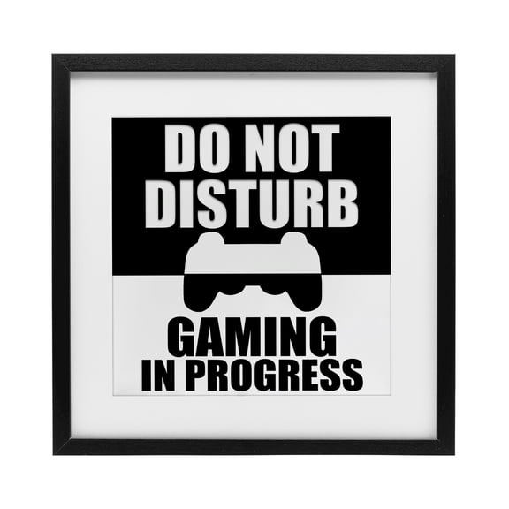 Do Not Disturb Minimal Gamer Black Framed Print Under Glass, design by Kim Allen