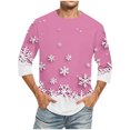 thumbnail image 1 of Camisas de Manga Larga para Hombres Imprimir Casual Cuello Redondo Blusa de Manga Corta, Camisas de Lino para Hombres, 1 of 4