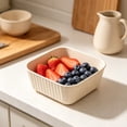 thumbnail image 5 of Square Cereal Bowl, Plastic Serving Bowl Portable for Picnic Snack Salad Dessert, Lightweight Reusable Soup Bowl for Home Camping Travel, Beige, 5 of 6
