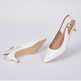 thumbnail image 4 of Zhabtuc Women Slingback Kitten Heels Closed Pointed Toe Ankle Strap Pumps Work Office Shoes White Size 11, 4 of 6