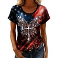 thumbnail image 2 of HOWPAY Independence Day T Shirts for Women 4th of July American Flag Patriotic Pullover Short Sleeve Crewneck Tops Summer Vintage Y2K Clothes Red L, 2 of 4