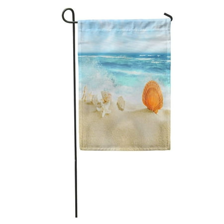 LADDKE Blue Azure Tropical Beach Shells Calm Cancun Caribbean Climate Coast Garden Flag Decorative Flag House Banner 12x18