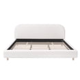 thumbnail image 6 of King Size Boucle Platform Bed with Curved Headboard, Upholstered Bed Frame with Wood Slats and Steel Support for Bedroom, White, 6 of 8