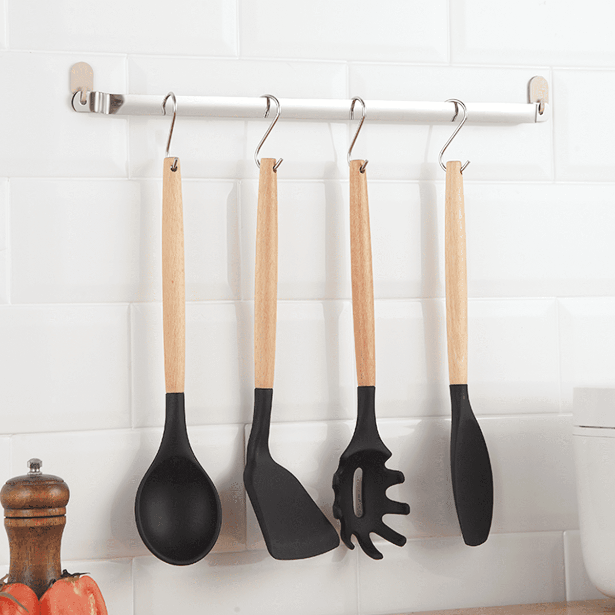 ReaNea Rainbow Handle Kitchen Utensils Set 37 Pieces, Stainless Steel  Cooking Utensils Set, Kitchen Gadgets with Hooks For Hanging. 