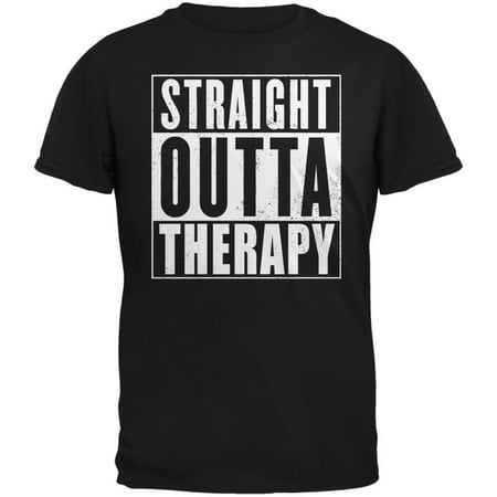 Straight Outta Therapy Black Adult T-Shirt