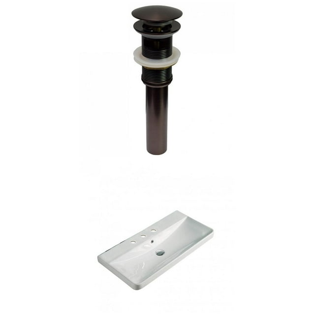 American Imaginations 31.89-in. W 3H8-in. Ceramic Top Set In White Color - Overflow Drain Incl. AI-30657