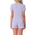 thumbnail image 3 of Conjunto de pijama para mujer INSPIRE CHIC de 2 piezas con top de cuello redondo de manga corta y pantalones cortos con volantes, con bolsillo, talla XL, color púrpura, 3 of 6