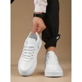 thumbnail image 3 of Men's Solid Color Grey Lace-up Front Sports Skate Shoes, Minimalist Style Round Toe Thick Bottom Height Increasing Athletic Shoes, 3 of 4