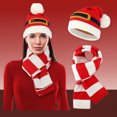 thumbnail image 2 of Christmas Knitted Hat Scarf 3-Piece Set Bell Decoration Set Head Hat Red Black, 2 of 5