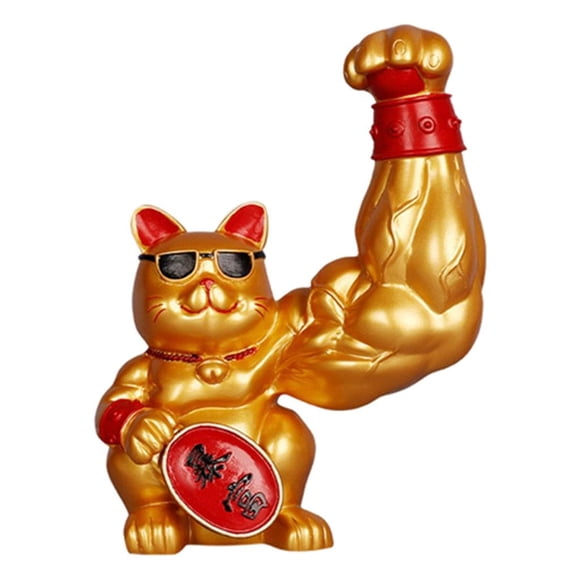 Estatuas de gata de dinero, accesorios de gato de bienvenida de la fortuna, Dorado 1
