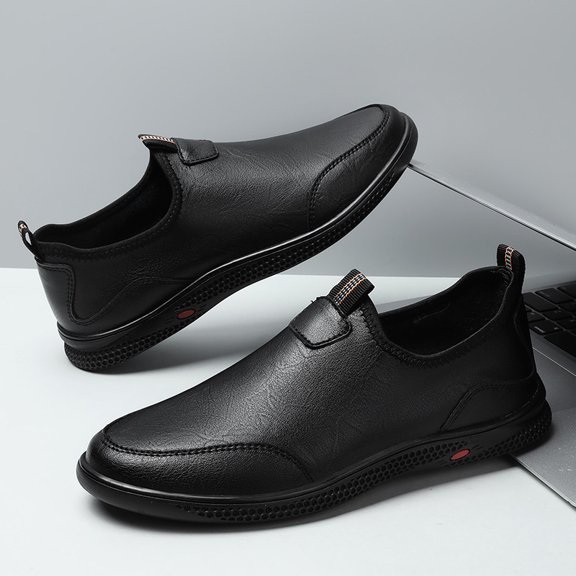 Men's Brown Full Grain Leather Slip-On Comfort Walking Casual Shoes