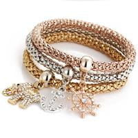 Dangling Dragonfly Bracelet Sexy Sparkles 3 PC Set Bracelets for Women With Dangling Charms Elephant Anchor 8.2 Stretch ()