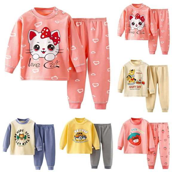 Toddler Boys 𝗣ajamas & Dailywear Set Fall Outfits Contrast Color Sweatshirts and Pants Fall Winter Set 2PC Long Sleeve 𝗣ajamas Set For 1t 2t 3t 4t 5t ，12-18 Months 2T Girl Clothes Packs