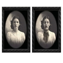 1 Pack Scary Halloween Party Decoration Indoor Home Wall Decor 3D Changing Face Moving Picture Frame Portrait for Horror Halloween Party Supplies Castle Haunted House Decoration(C)