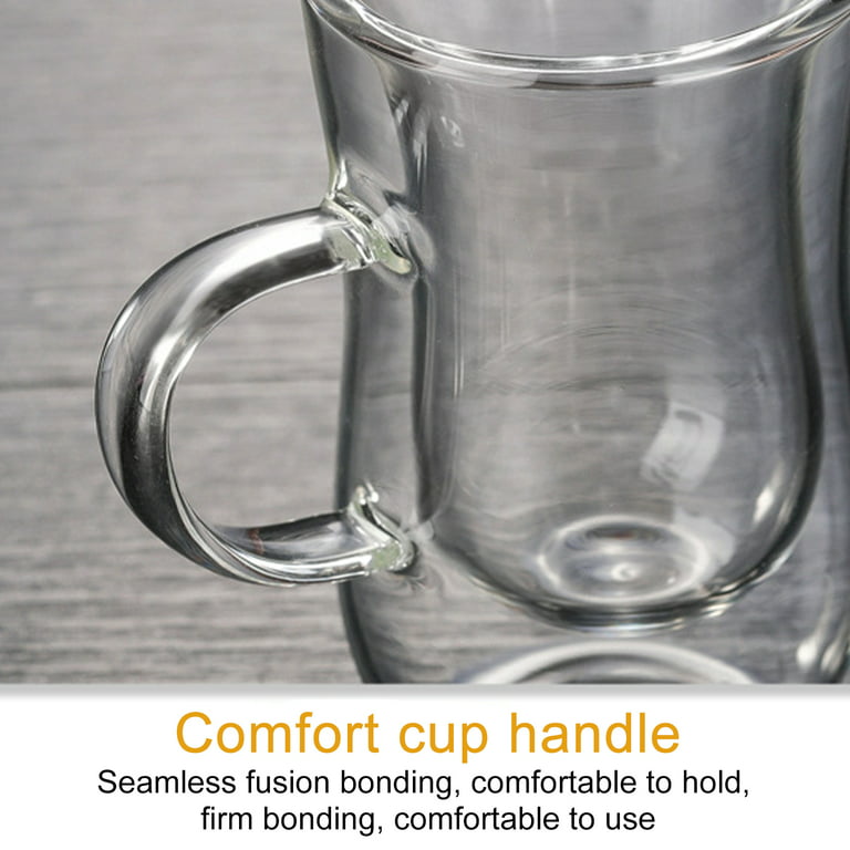Large Glass Pearl Handle Coffee Mug Borosilicate Glass Coffee Mug Heat  Resistant, Dishwasher Safe, Lightweight, Crystal Clear 