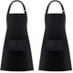 thumbnail image 1 of Paquete de 2 delantales con pechera y 2 bolsillos, delantal de cocina para chef, para mujeres y hombres, negro, 1 of 5
