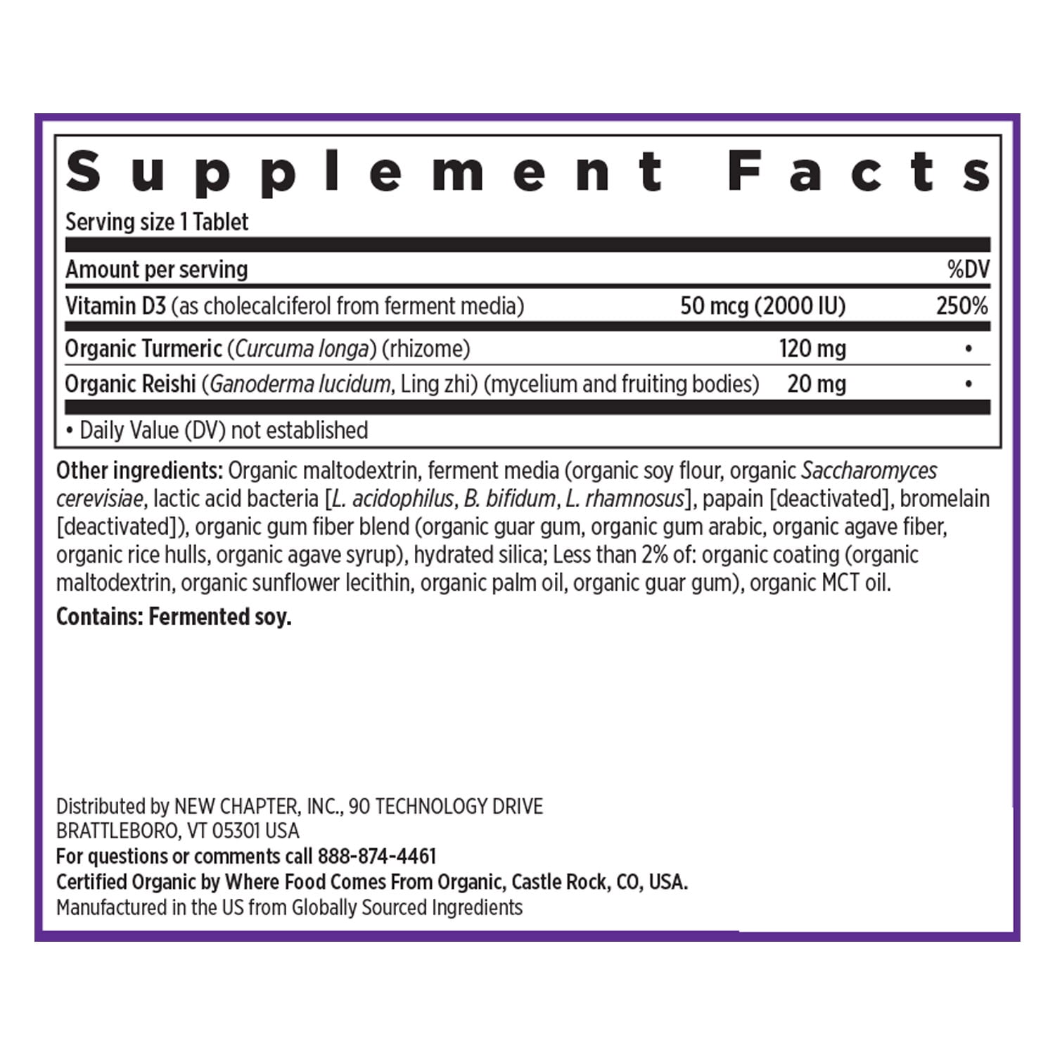 New Chapter Fermented Vitamin D3 2,000 IU, Organic, ONE Daily for Immune, Heart & Bone Support, 30 Veg Tabs
