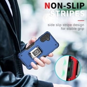 TJS for Samsung Galaxy A15 5G Phone Case, with Tempered Glass Screen Protector, [Military Grade] Heavy Duty Magnetic Support Ring Kickstand Cover for Galaxy A15 5G (Blue)