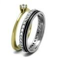 thumbnail image 4 of Two-Tone IP Gold (Ion Plating) Stainless Steel Ring with AAA Grade CZ in Clear for Women Clear Stone Color Style TK3108 Size 6, 4 of 4