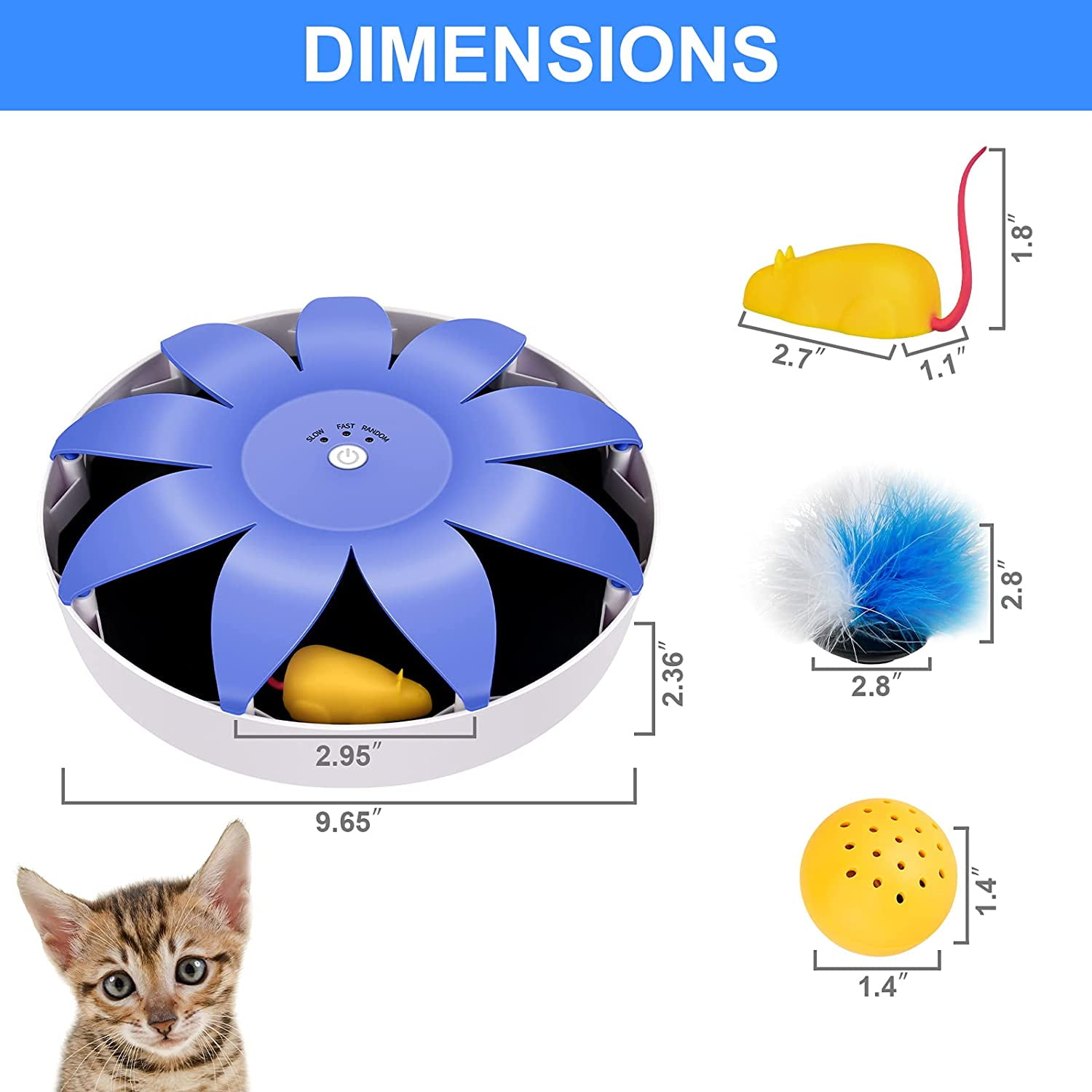 Pefilos 9" Interactive Cat Toy Mouse for Indoor Cats and Kitten, Uncatchable Spinning Mice,Hunting Chasing and Exercising,Cat Scratcher Track Roller Catnip Puzzle Toy, Blue Pefilos 9" Interactive Cat Toy Mouse for Indoor Cats and Kitten, Uncatchable Spinning Mice,Hunting Chasing and Exercising,Cat Scratcher Track Roller Catnip Puzzle Toy, Blue