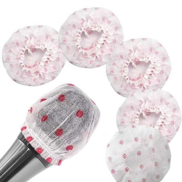 HLONK 50 Pcs Disposable Microphone Cover Non-Woven Removal Microphone Cover Perfect Protective Cap for Most Handheld Microphone White