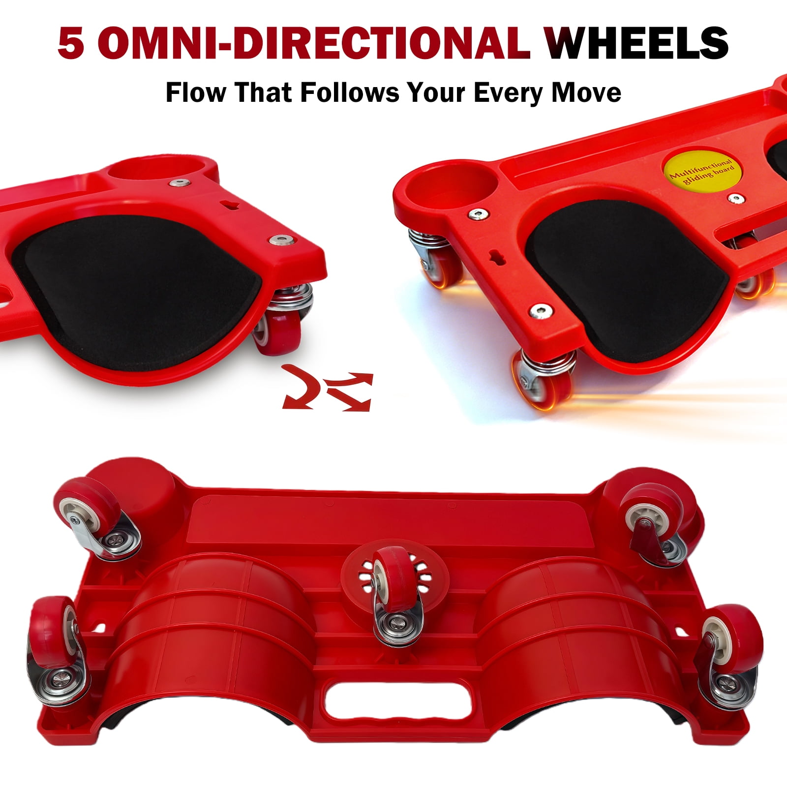 WheelX Rolling Knee Creeper Durable Knee Pads with 360° Turn Casters and Tool Tray, Garage Kneeling Pads on Swivel Castors for Home Workshop Auto Repairing Maintaining