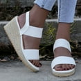 thumbnail image 2 of YanHoo Womens Open Toe Espadrilles Dressy Platform Sandals Slip on Elastic Ankle Strap Wedges Sandals, 2 of 4
