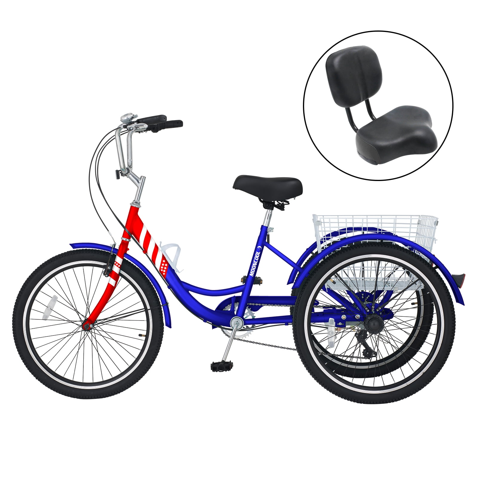 Lilypelle Adult Tricycle 7 Speed Adult Trikes 24Inch,3 Wheel Bikes