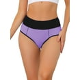 thumbnail image 1 of INSPIRAR CHIC Ropa interior de mujer de cintura alta con control de abdomen, bragas de bloques de color L, púrpura brillante, 1 of 4