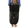thumbnail image 3 of Ocealan Women Tribal Belly Dance Pants Chiffon Loose Harem Pants Bollywood Indian Lantern Pants Black One Size, 3 of 8