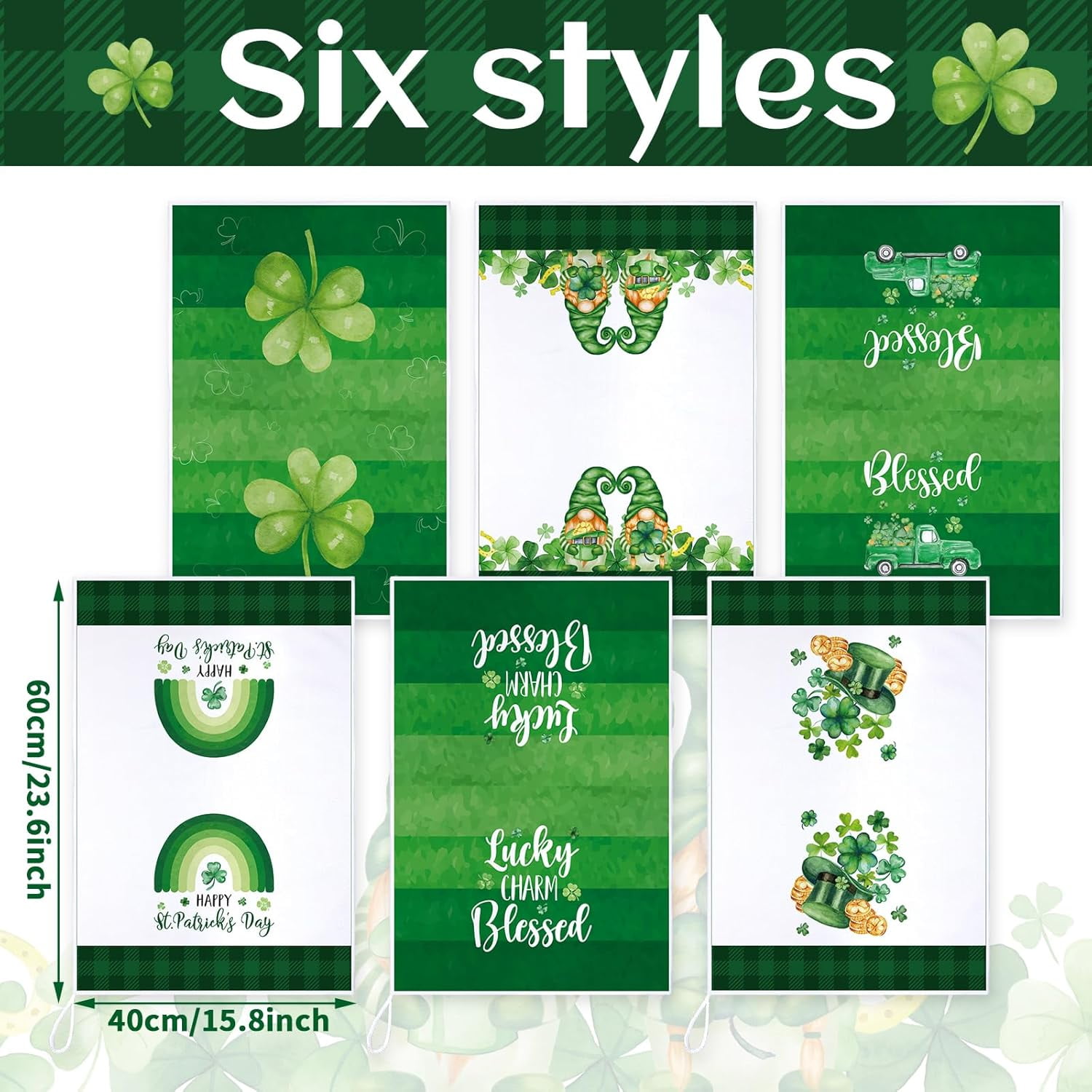 St Patrick''s Day Hand Towels St. Patrick''s Day Kitchen Towels Shamrocks Gnomes Plaid Absorbent Fast Drying Tea Cloth for Kitchen Bathroom Home, 16 x 24 Inches(Gnome)