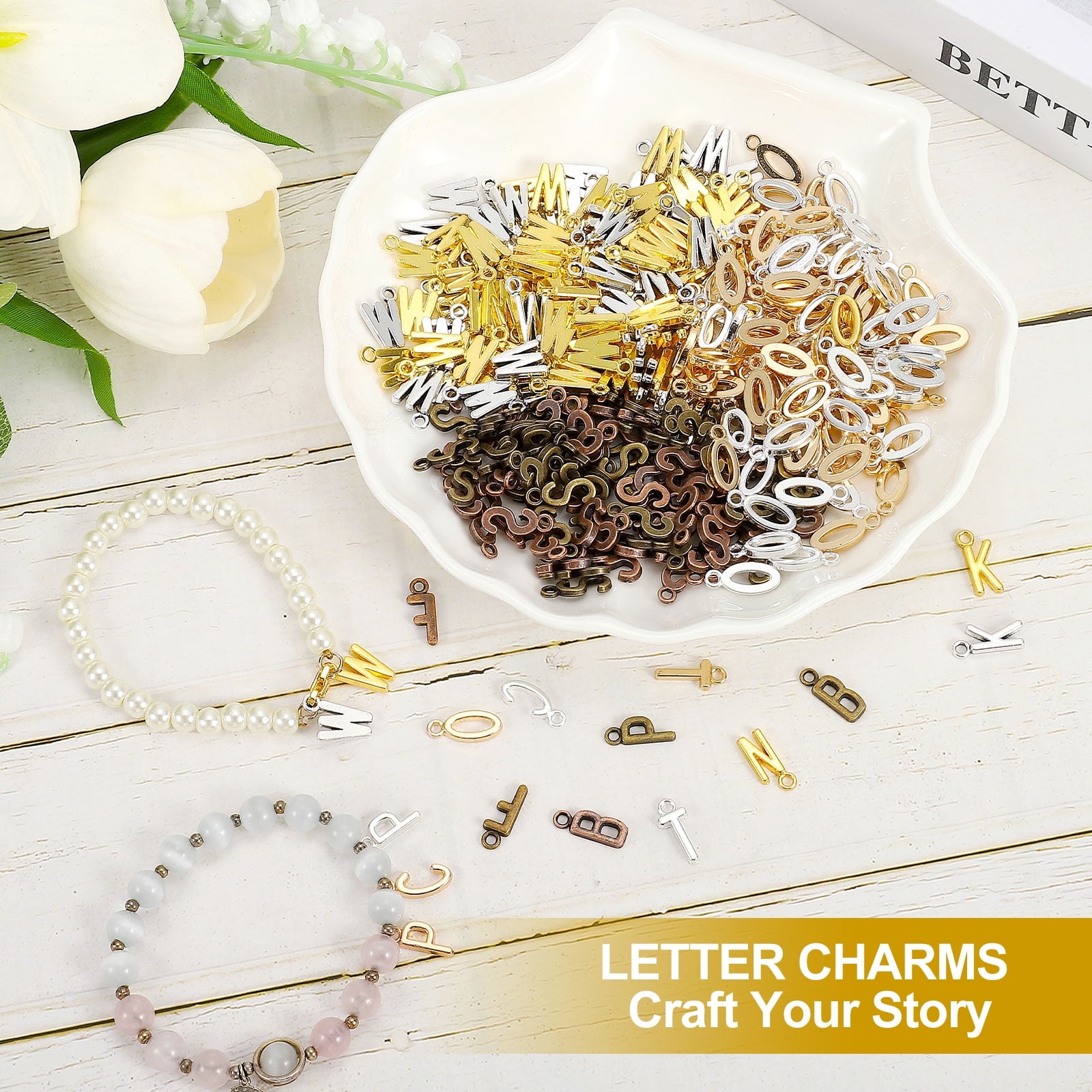 Aylifu 104-teiliges A-Z Alphabet Anhänger-Set – Perfekt Für DIY Schmuck, Armbänder & Mehr