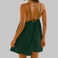 thumbnail image 6 of cocolona Womens Summer Cami Backless Dress Crew Neck Sleeveless Pleated Mini Dress Fashion Casual Solid Color Vacation Beach Sundress, 6 of 7