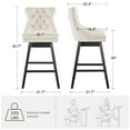 thumbnail image 5 of TEWLOSS 30" Swivel Bar Height Bar Stools with Back Set of 2, Beige Velvet Kitchen Stools, 5 of 10